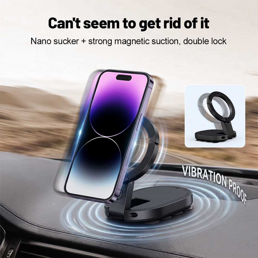 Kitchen Gadgets Recipes - 360 ° ที่วางโทรศัพท์แม่เหล็กแบบหมุนได้ 3-in-1 พร้อมถ้วยดูด ปรับมุมได้หลายทิศทาง