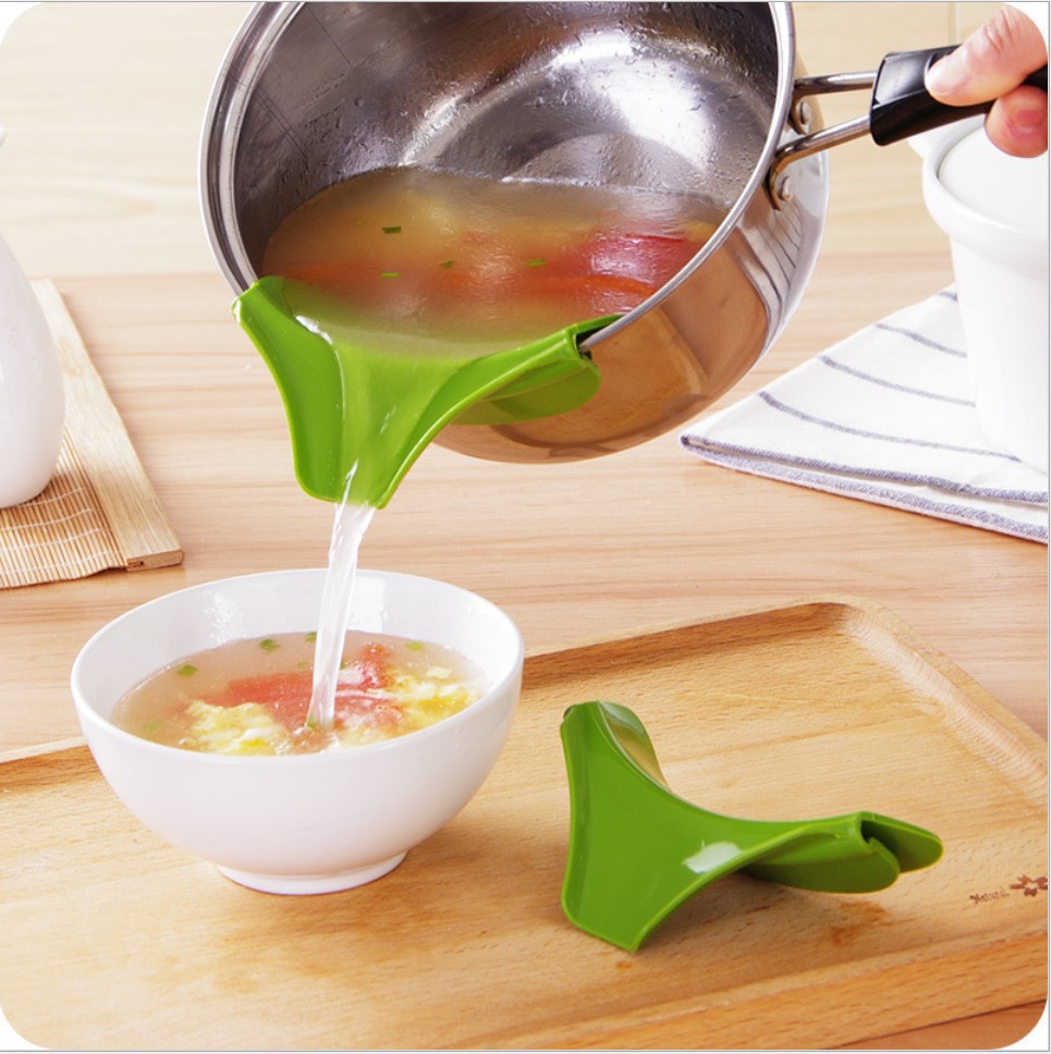 Kitchen Gadgets Guide - 1/2 ชิ้น กรวยครัว, ที่กรองซิลิโคนแบบหนีบสำหรับหม้อ กระทะ และชาม,