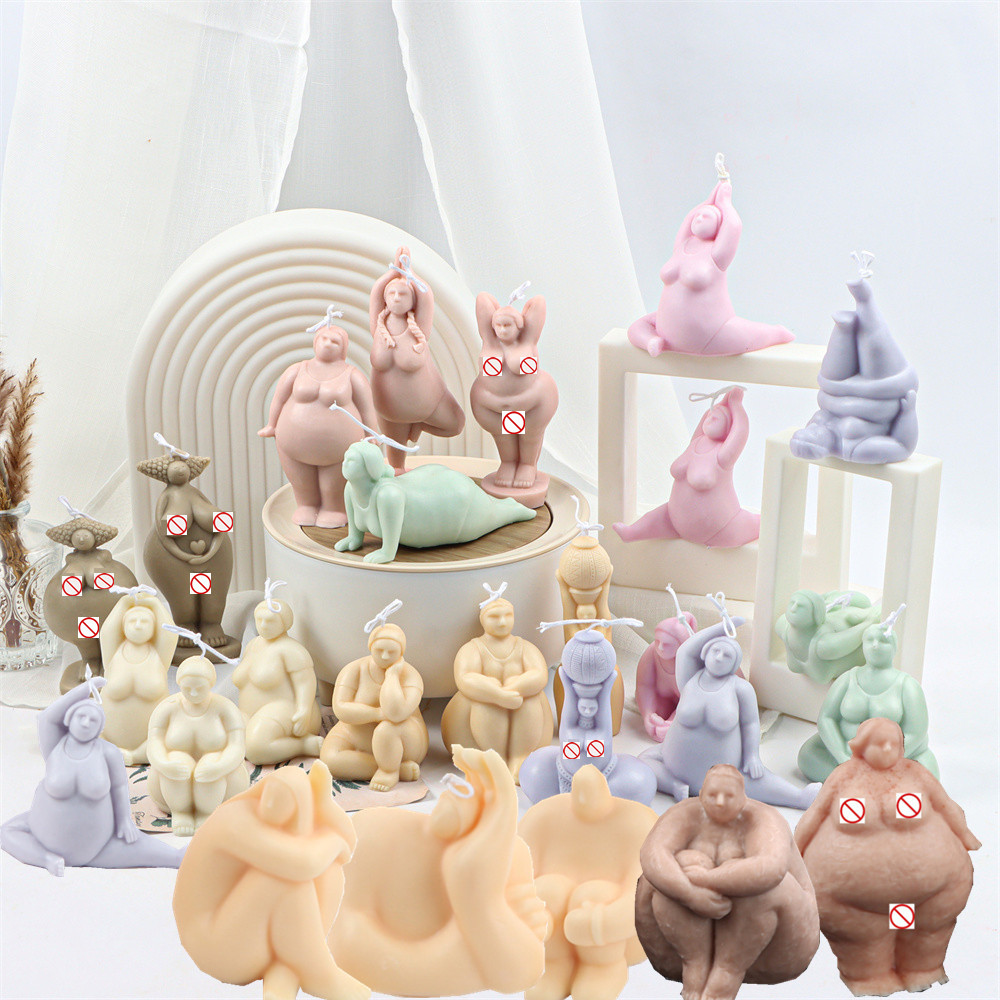 Kitchen Gadgets For Mom - บทคัดย่อไขมันผู้หญิงเทียนแม่พิมพ์ซิลิโคนตกแต่งบ้าน DO กีฬา Lady นั่งสมาธิโยคะหญิงประติมากรรมอีพ็อกซี่เรซิ่นหล่อ