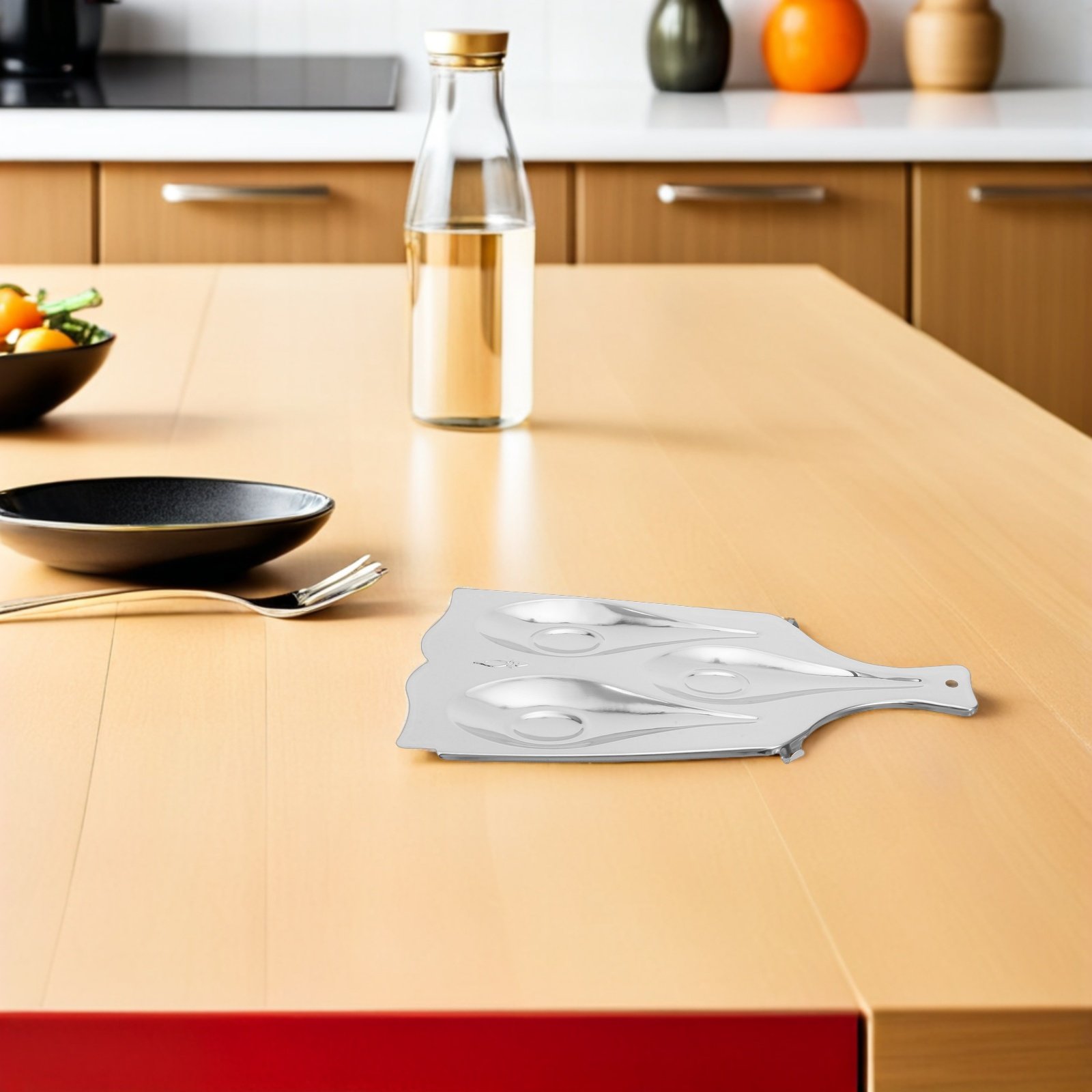 Kitchen Utensil Holder - ที่วางช้อนสแตนเลสแบบสามช่องสำหรับวางบนเคาน์เตอร์ครัว ใช้จัดเก็บอุปกรณ์ครัว เช่น ตะหลิว ทัพพี ส้อม