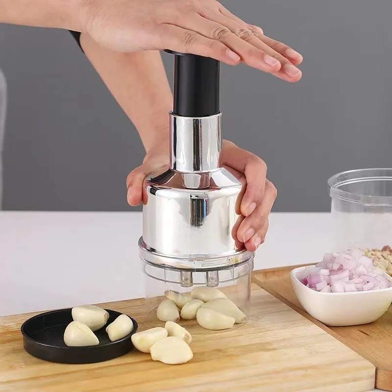 Kitchen Gadgets Vegetable Chopper - เครื่องบดกระเทียมและหั่นหัวหอมสแตนเลสแบบใหม่ อเนกประสงค์ ใช้งานง่าย สำหรับเตรียมอาหารเร็ว