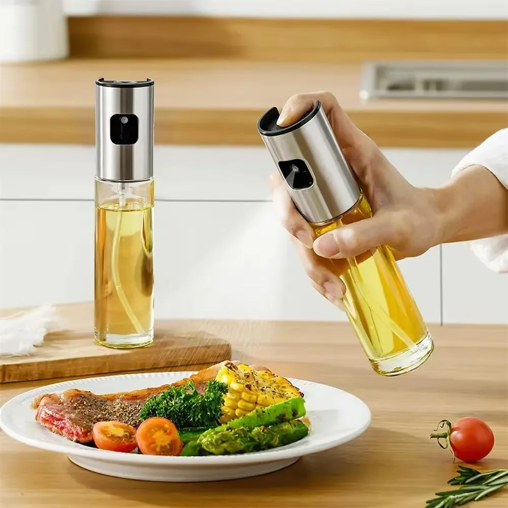 Kitchen Gadgets Oil Spray - ขวดสเปรย์น้ำมันแก้วสำหรับทำอาหาร ขวดสเปรย์น้ำมันมะกอกสำหรับสลัด บาร์บีคิว ครัว อบขนม ขวดน้ำส้มสายชูเปล่า