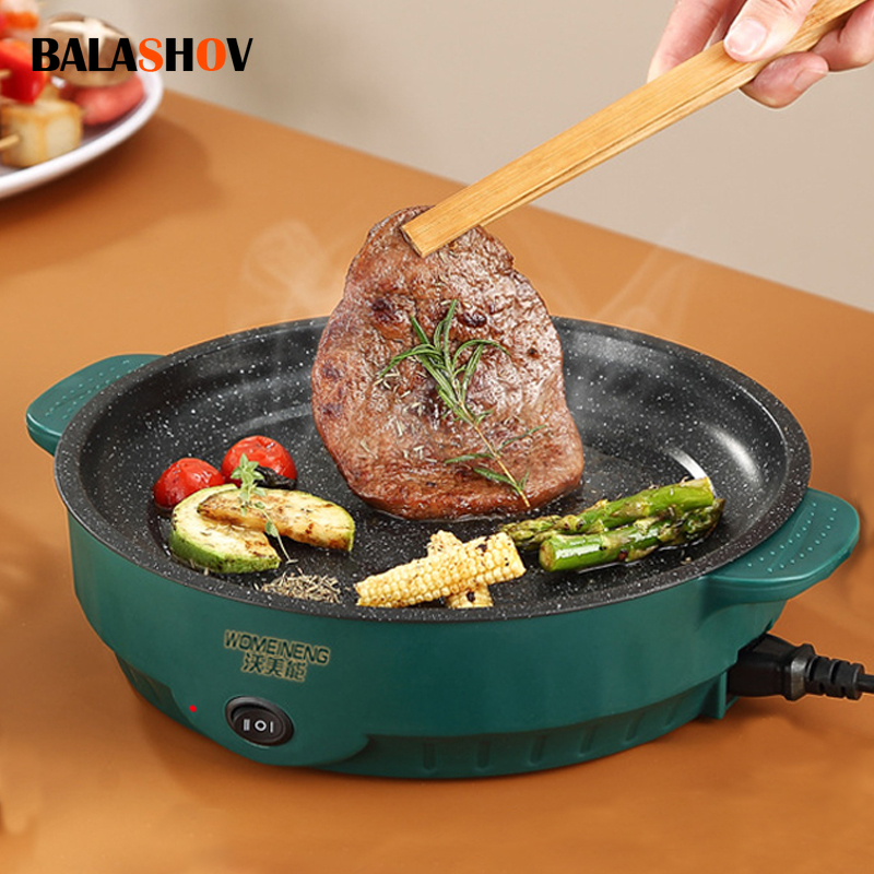 Kitchen Gadgets Smart - หม้อหุงข้าวไฟฟ้ากระทะไฟฟ้า 220V บ้านเรือนบาร์บีคิวทอดสเต็กปลาไข่เจียวกระทะ Non-Stick เครื่องทําอาหาร