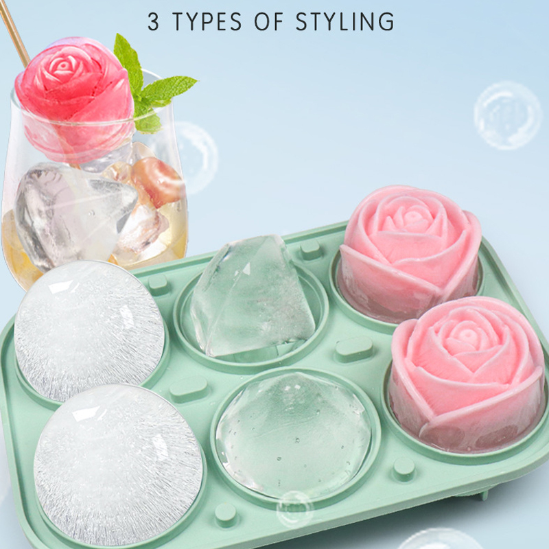 Kitchen Utensil Holder - 3D Rose เพชรรอบ Ice Cube แม่พิมพ์