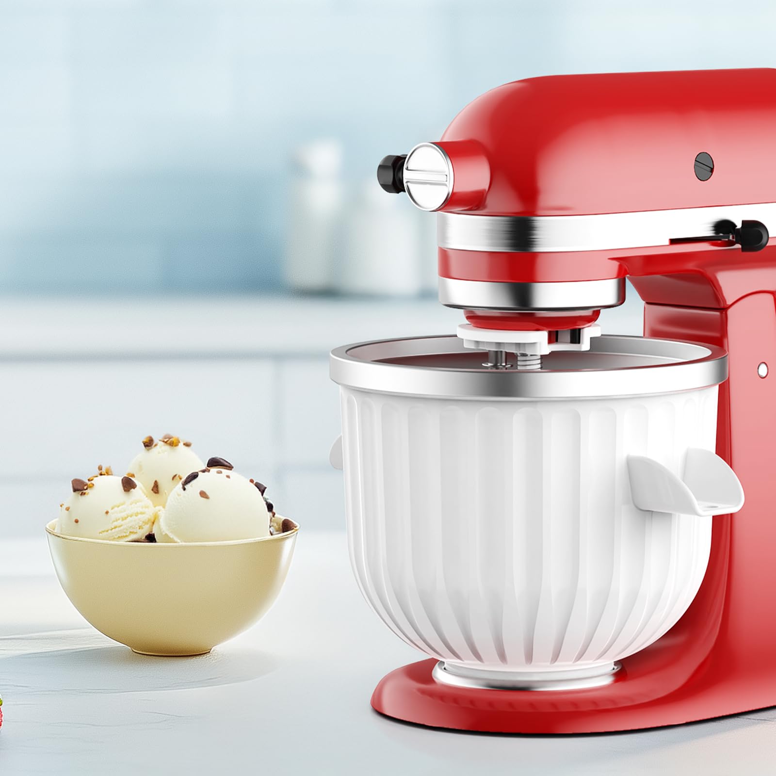 Kitchen Gadgets Mixer - อุปกรณ์ทำไอศกรีมขนาด 2 ควอร์ต สำหรับเครื่องผสมอาหารแบบตั้งโต๊ะ KitchenAid ใช้ได้กับขนาด