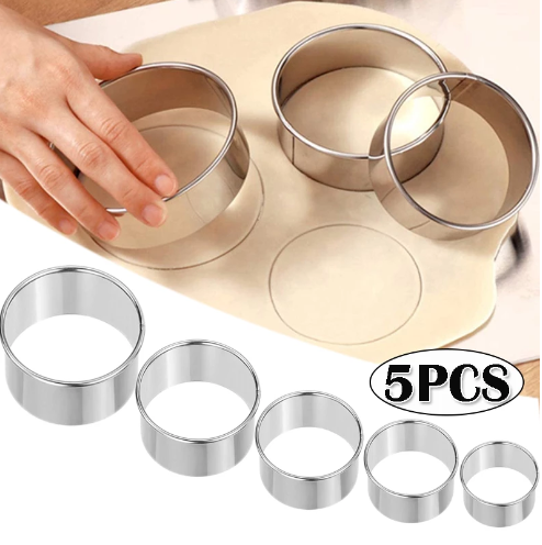 Kitchen Gadgets Cutting Tools - 5PCS สแตนเลสบิสกิตแม่พิมพ์ Dumpling Skin ตัดแม่พิมพ์ DIY