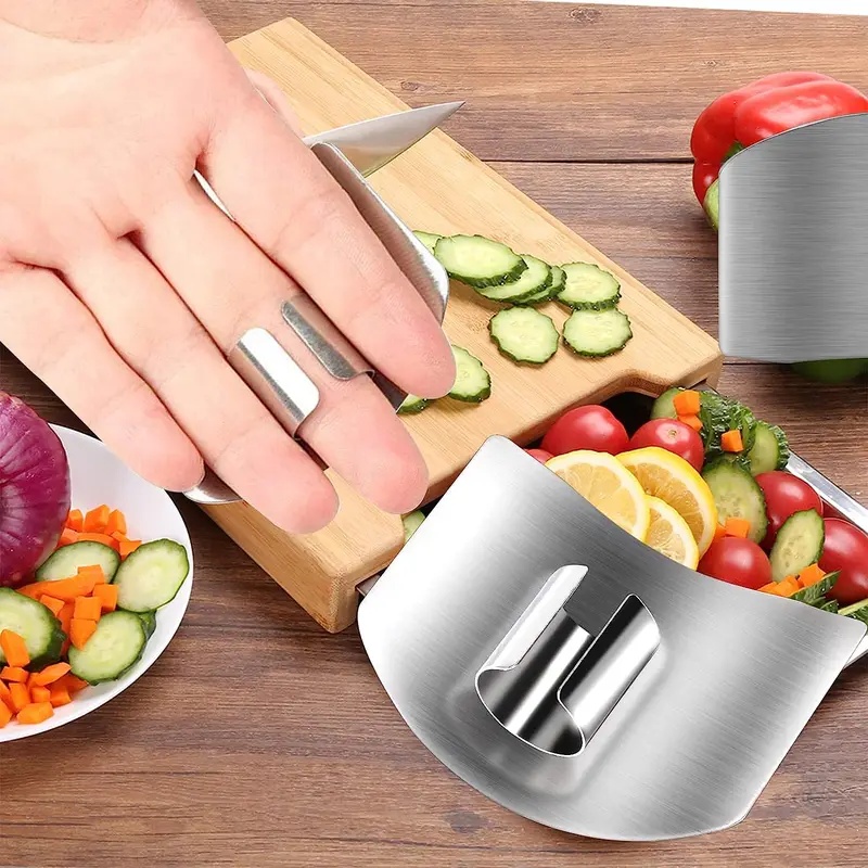 Kitchen Gadgets Cutting Tools - 1-6 ชิ้น ที่ป้องกันนิ้วสแตนเลส ป้องกันการบาด ป้องกันนิ้วมือ สำหรับหั่นผักอย่างปลอดภัย
