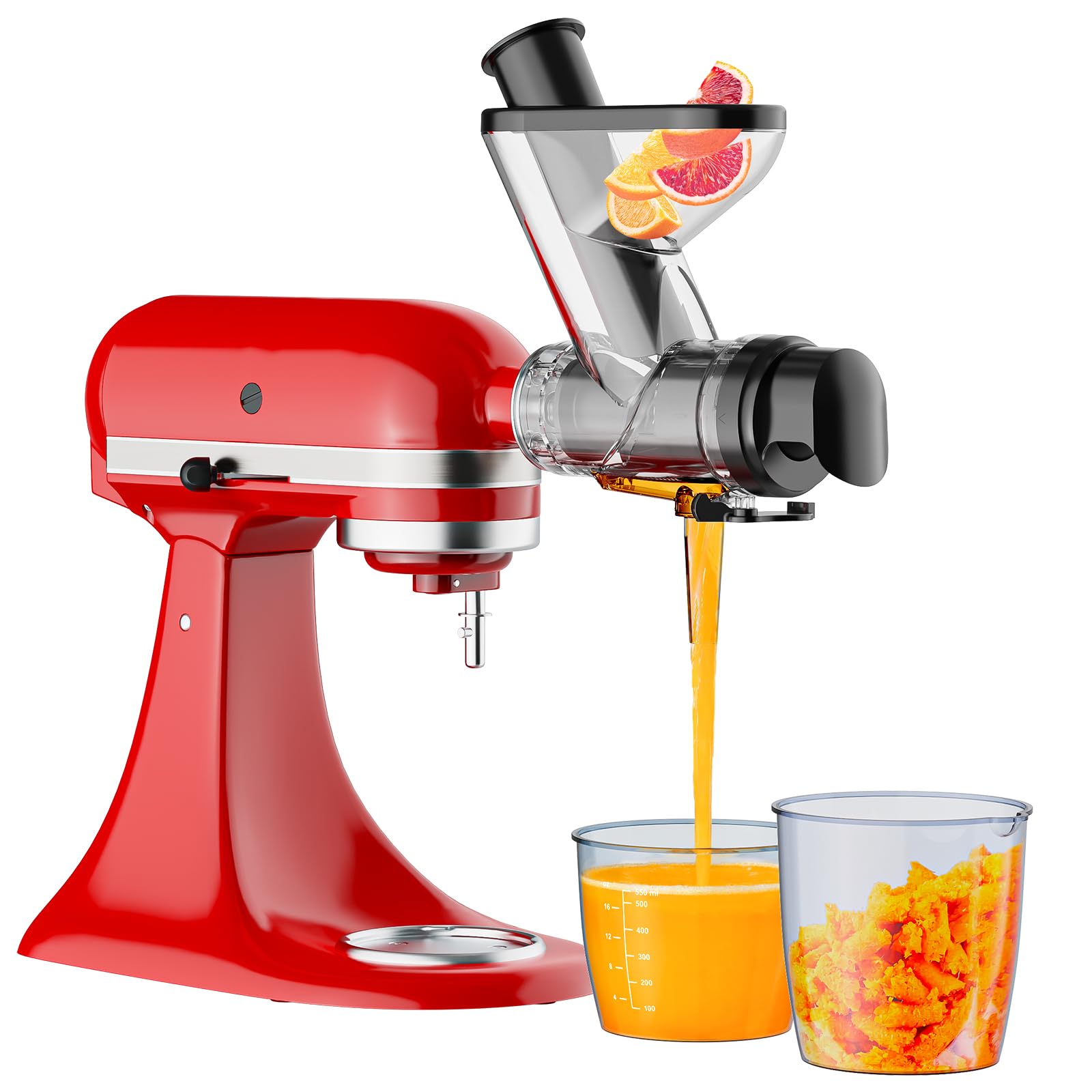 Kitchen Gadgets Mixer - อุปกรณ์เสริมเครื่องคั้นน้ำผลไม้แบบเคี้ยวบดสำหรับเครื่องผสมอาหารแบบตั้งโต๊ะ KitchenAid เครื่องคั้นน้ำผลไม้แบบสกัดเย็นแบบช้าพร้อมช่องป้อนแบบคู่