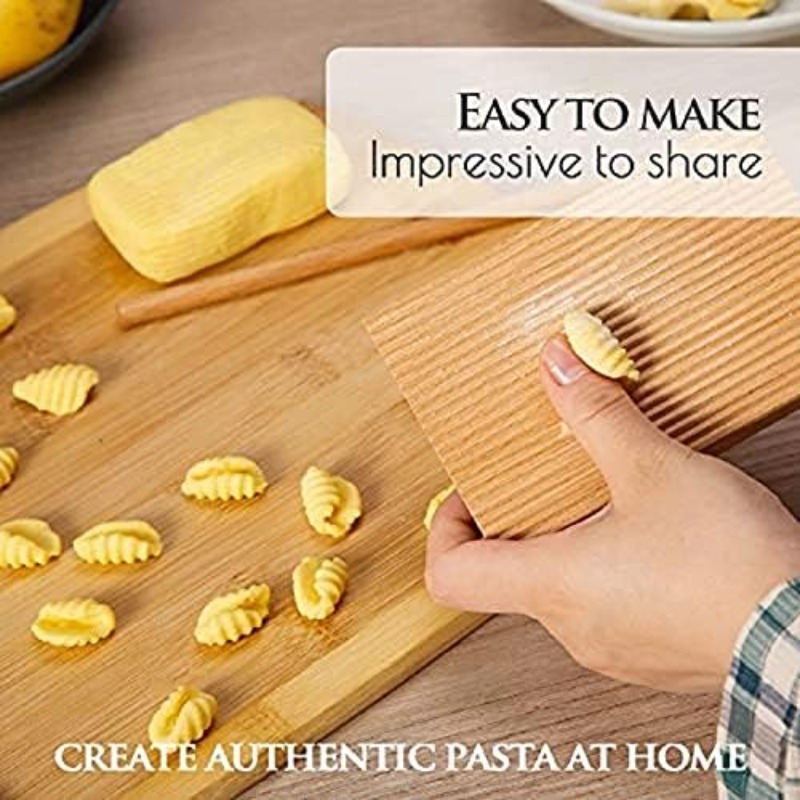 Kitchen Gadgets Smart - แผ่นไม้สำหรับทำพาสต้า ลูกกลิ้งเส้นพาสต้า โต๊ะไม้สำหรับทำเนย และแท่งไอศกรีม ทำพาสต้าโฮมเมดและเนยไม่ติดง่าย