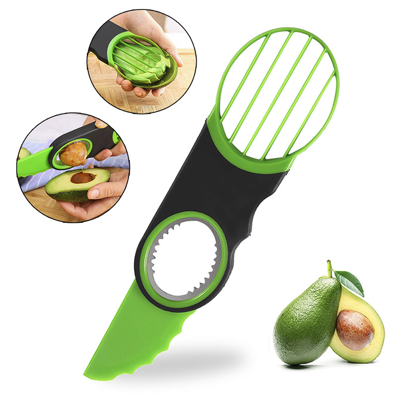 Avocado Slicer Tool - เครื่องมืออะโวคาโด 3 ใน 1，เครื่องตัดและเครื่องแยกเมล็ดอะโวคาโด - เครื่องปอกและเครื่องตัดอะโวคาโดแบบออลอินวันสำหรับอะโวคาโดฮาสและฟลอริดา