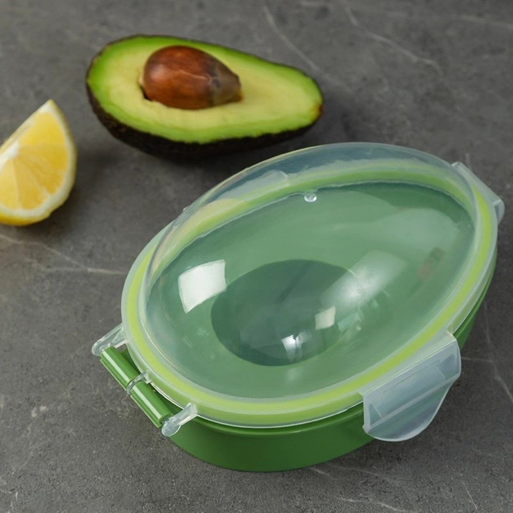 Avocado Slicer Tool - ภาชนะเก็บอะโวคาโดแบบใช้ซ้ำได้ ปลอดภัยสำหรับเครื่องล้างจาน ฝาปิดแบบ Snap-On ประหยัดพื้นที่ เก็บรักษาความสดของอาหาร
