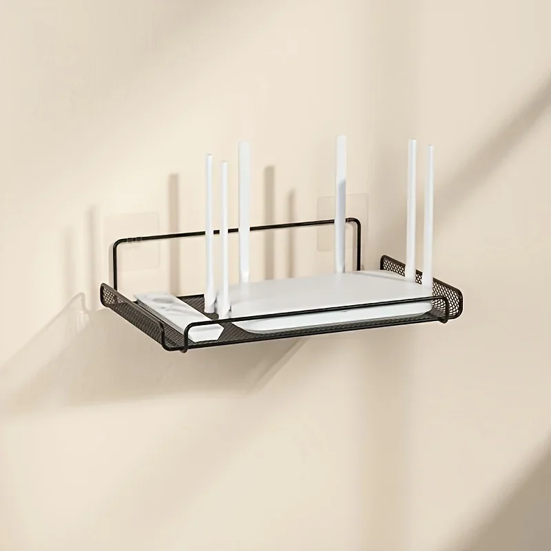 Kitchen Utensil Holder - ชั้นวางเราเตอร์สแตนเลสแบบไม่ต้องเจาะ ติดผนังสำหรับจัดเก็บเราเตอร์ WiFi อุปกรณ์ตกแต่งบ้าน ห้องน้ำ ห้องครัว