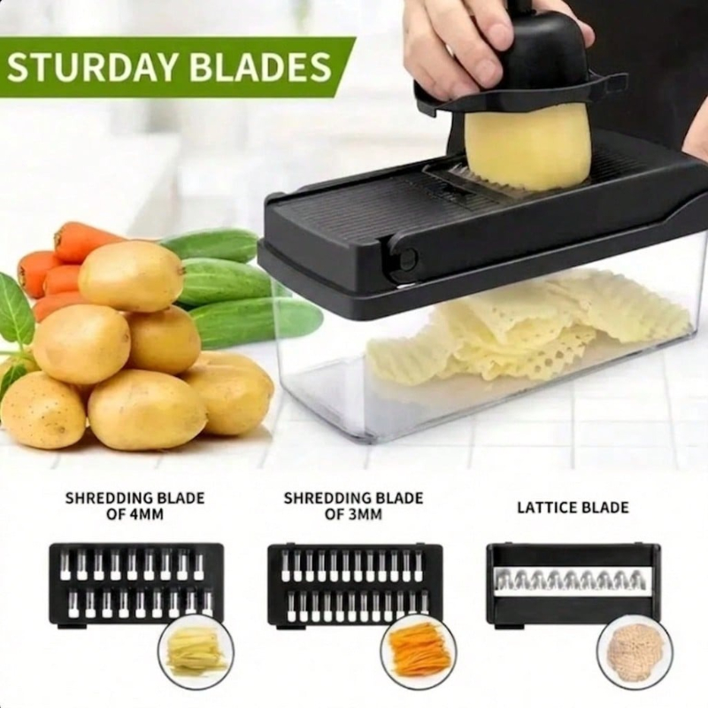 เครื่องหั่นผักสีดำ 16 in 1 เคร - Kitchen Gadgets Vegetable Chopper บทวิจารณ์และราคา