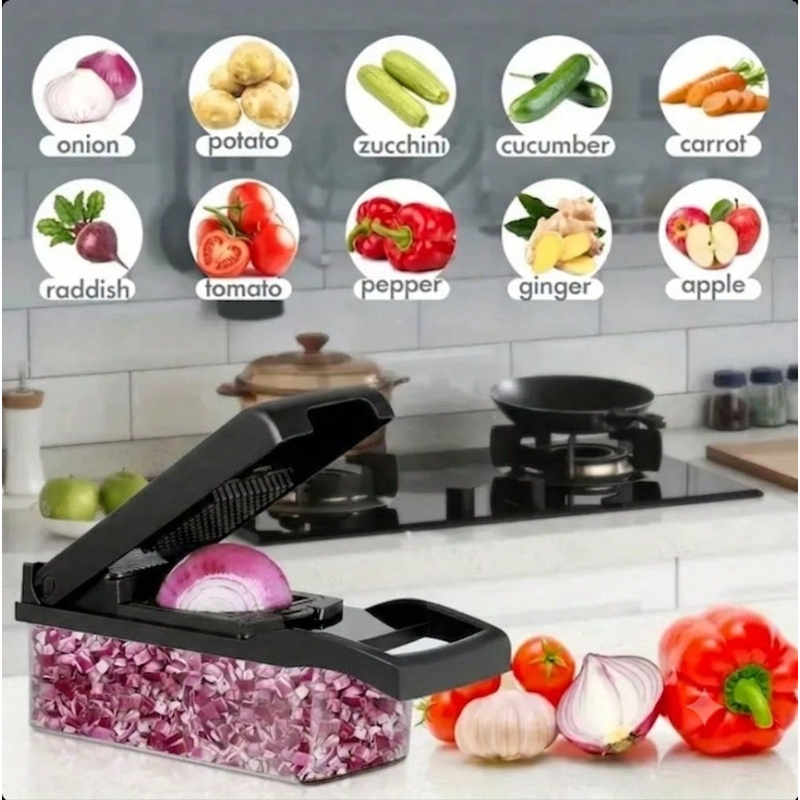เครื่องหั่นผักสีดำ 16 in 1 เคร - Kitchen Gadgets Vegetable Chopper บทวิจารณ์และราคา