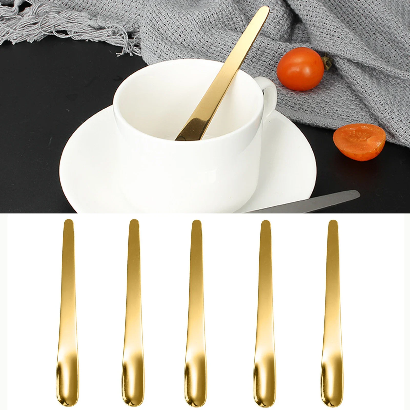5ชิ้นช้อนกาแฟช้อนแบนสแตนเลสสำห - Kitchen Gadgets Blender บทวิจารณ์และราคา