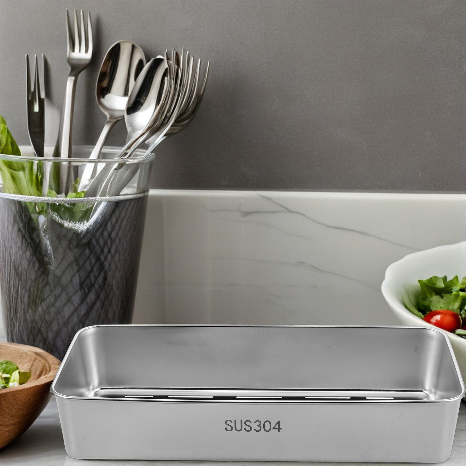ตะกร้าตะเกียบสแตนเลสอเนกประสงค - Kitchen Utensil Holder บทวิจารณ์และราคา